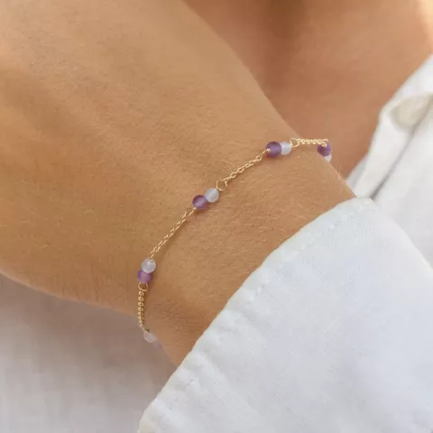 Aagaard armband in verguld sterlingzilver paarse amethist blauwe kwarts