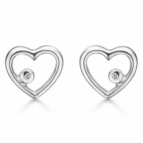 Støvring Design hart oorbellen in gerodineerd zilver witte diamant