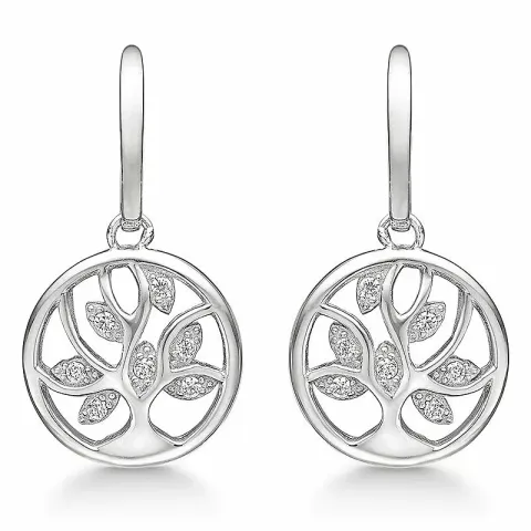 13 mm boom van het leven zirkoon oorbellen in gerodineerd zilver