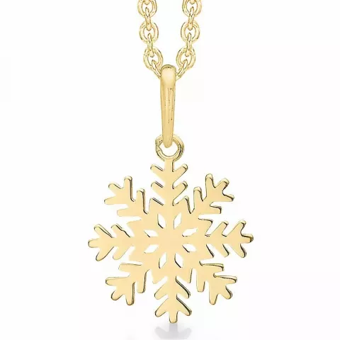 11 mm Støvring Design sneeuwvlokken hanger in 8 karaat goud met vergulde zilveren ketting