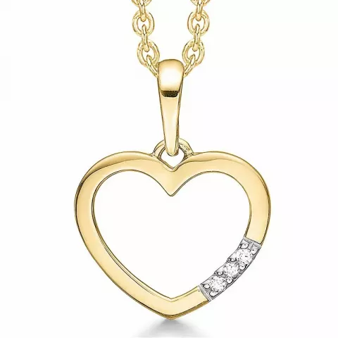 Støvring Design hart diamant hanger in 14 karaat goud met vergulde zilveren ketting witte diamant