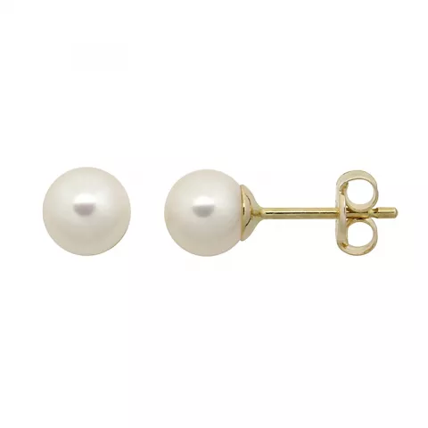 5 mm Støvring Design witte parel oorbellen in 8 karaat goud
