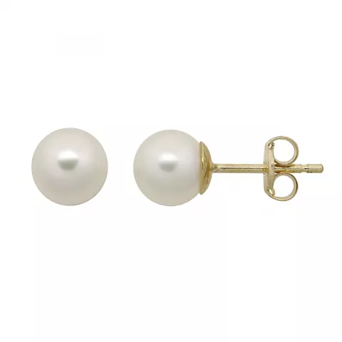 7 mm Støvring Design rond witte parel oorbellen in 8 karaat goud