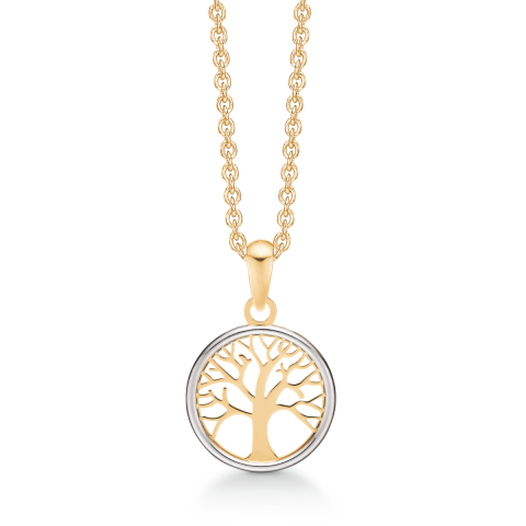 Støvring Design boom van het leven ketting met hanger in 8 karaat goud