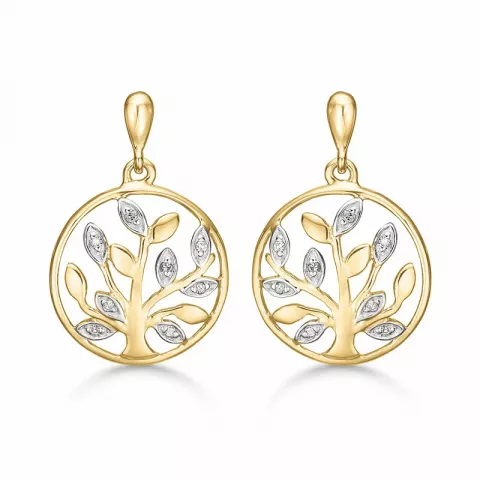 Støvring Design boom van het leven oorbellen in 14 karaat goud witte diamant