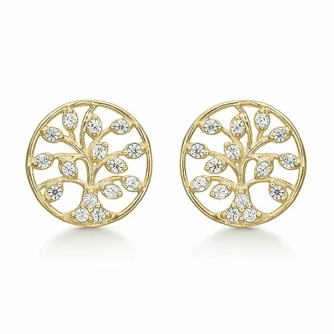 8 mm Støvring Design boom van het leven zirkoon oorbellen in 8 karaat goud witte zirkoon