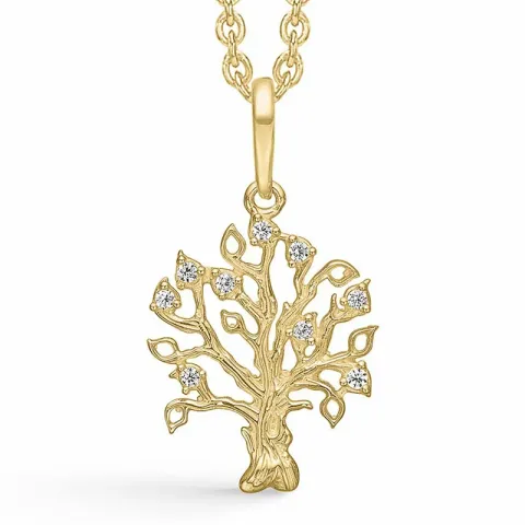 Støvring Design boom van het leven zirkoon ketting met hanger in 8 karaat goud witte zirkoon