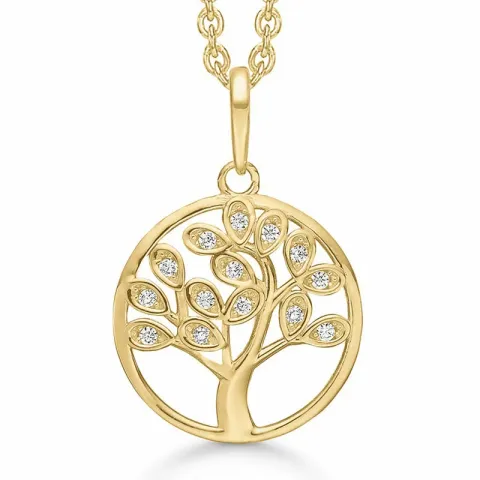 Støvring Design boom van het leven zirkoon ketting met hanger in 8 karaat goud witte zirkoon