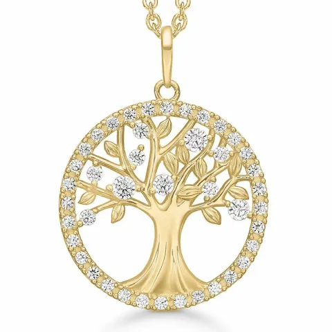 20 mm Støvring Design boom van het leven ketting met hanger in 8 karaat goud met vergulde zilveren ketting