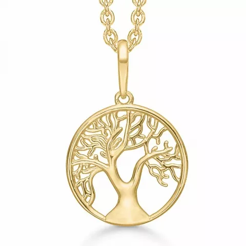 12 mm Støvring Design boom van het leven ketting met hanger in 8 karaat goud