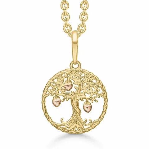 11 mm Støvring Design boom van het leven ketting met hanger in 8 karaat goud met vergulde zilveren ketting