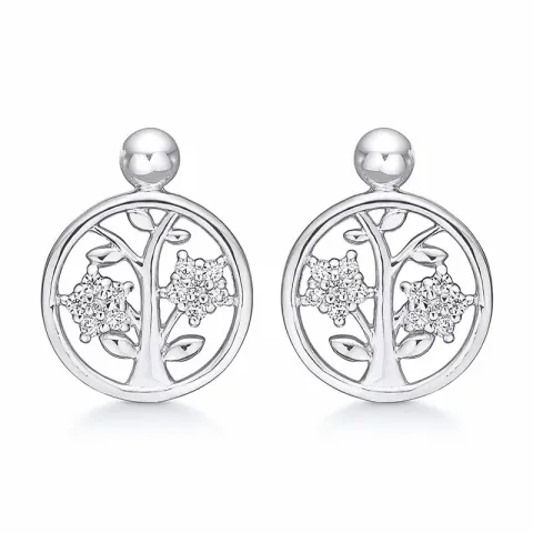 Støvring Design boom van het leven zirkoon oorbellen in zilver witte zirkoon