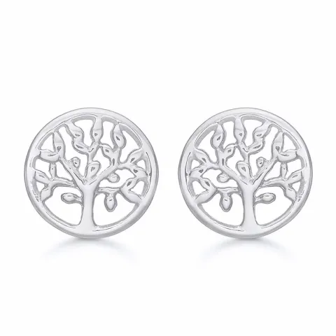 10 mm Støvring Design boom van het leven oorbellen in gerodineerd zilver