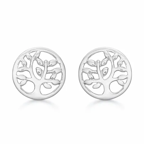 10 mm Støvring Design boom van het leven oorbellen in gerodineerd zilver