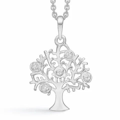 Støvring Design boom van het leven zirkoon ketting met hanger in gerodineerd zilver witte zirkoon