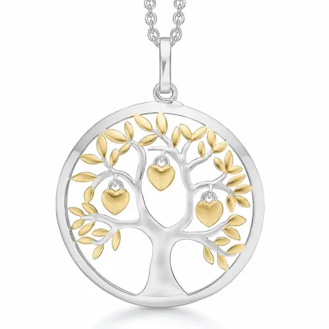 Støvring Design boom van het leven ketting met hanger in zilver met verguld sterlingzilver witte zirkoon