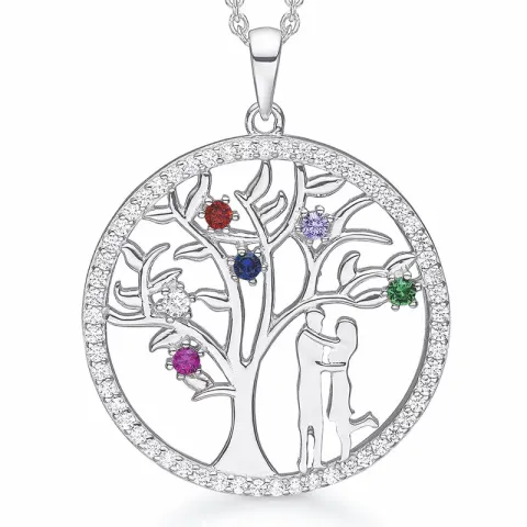 Støvring Design man en vrouw zirkoon ketting met hanger in gerodineerd zilver witte zirkoon veelkleurig zirkoon