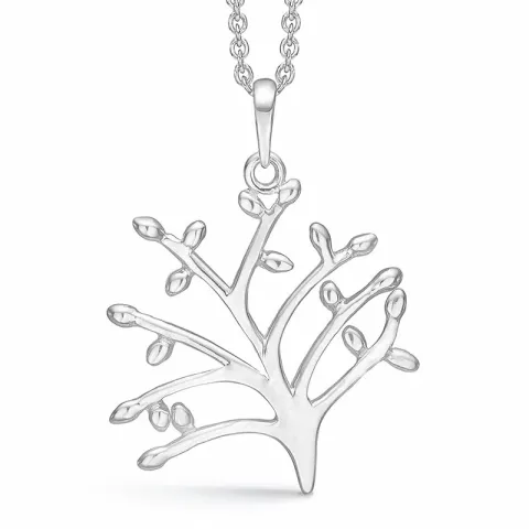 25 mm Støvring Design boom van het leven hanger met ketting in gerodineerd zilver witte zirkoon