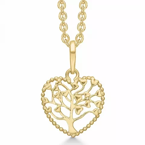 Støvring Design boom van het leven hanger met ketting in 8 karaat goud met vergulde zilveren ketting