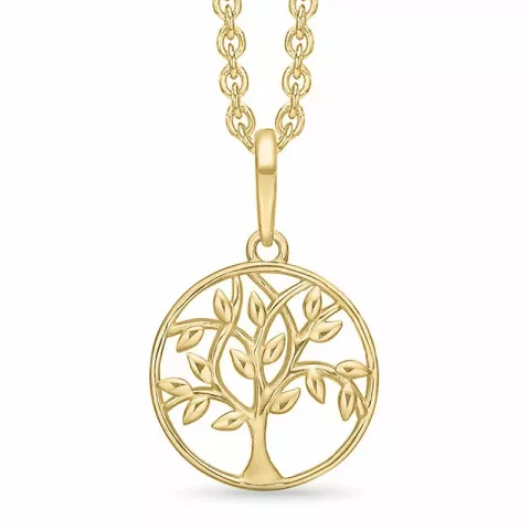 11,5 mm Støvring Design boom van het leven hanger met ketting in 14 karaat goud met vergulde zilveren ketting