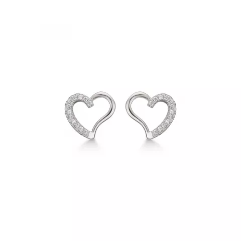Støvring Design hart oorbellen in gerodineerd zilver witte zirkoon