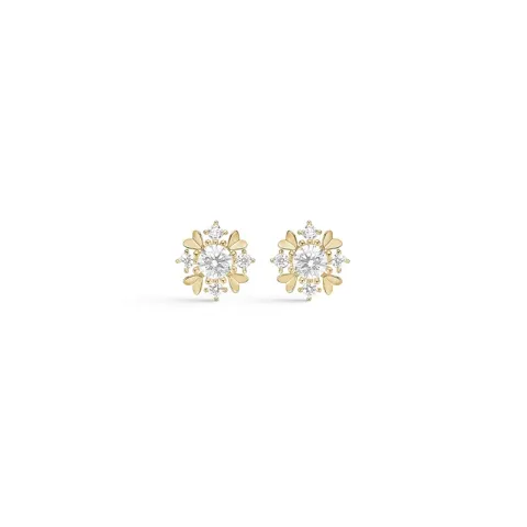 Støvring Design bloem oorbellen in 8 karaat goud witte zirkoon