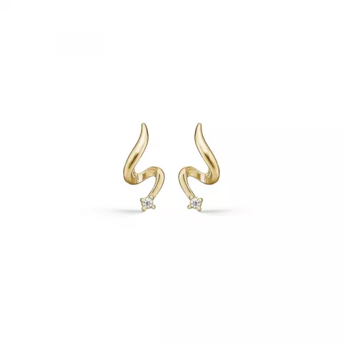 Støvring Design slangen oorbellen in 8 karaat goud witte zirkoon
