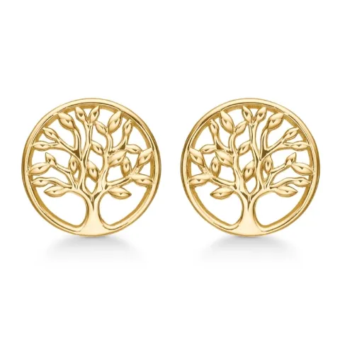 12 mm Støvring Design boom van het leven oorbellen in verguld sterlingzilver