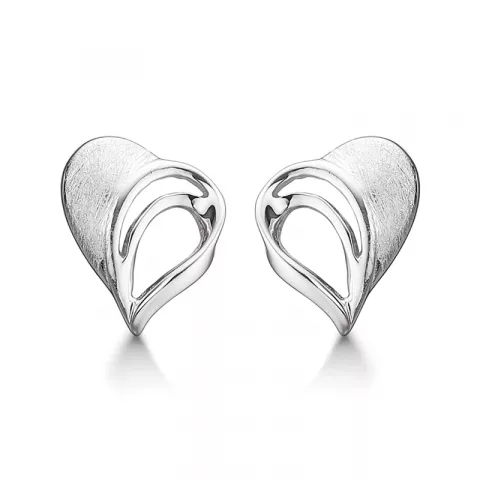 mat en glanzend Støvring Design hart oorbellen in gerodineerd zilver