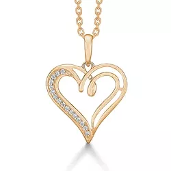 Støvring Design hart hanger in 8 karaat goud met vergulde zilveren ketting witte zirkonen