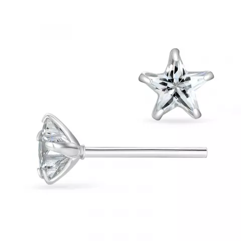 6 mm Støvring Design ster oorbellen in zilver witte zirkonen