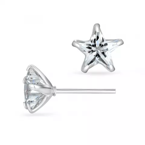 8 mm Støvring Design ster oorbellen in zilver witte zirkonen