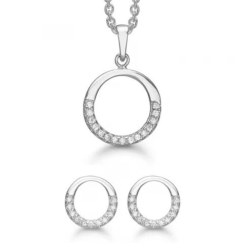 Støvring Design rond sieraden set in gerodineerd zilver witte zirkoon