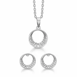 Støvring Design rond sieraden set in gerodineerd zilver witte zirkoon