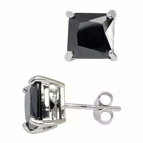 8 mm Støvring Design oorbellen in zilver zwart zirkoon
