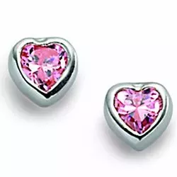 Støvring Design hart oorbellen in zilver pink zirkoon