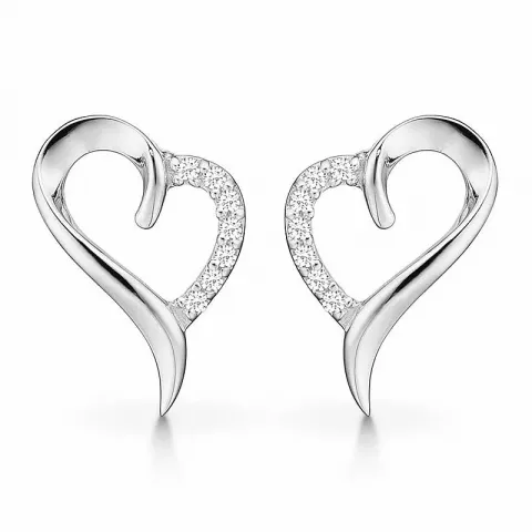 Støvring Design hart oorbellen in zilver witte zirkoon