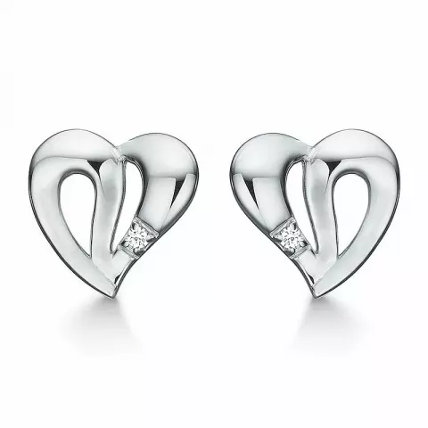 Støvring Design hart oorbellen in zilver witte zirkoon