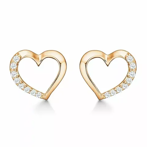 Støvring Design hart oorbellen in verguld sterlingzilver witte zirkoon