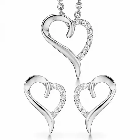 Støvring Design hart sieraden set in zilver witte zirkoon