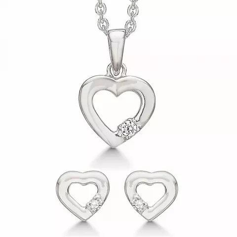 Støvring Design hart sieraden set in zilver witte zirkonen