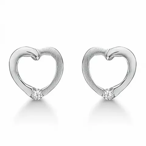 Støvring Design hart oorbellen in zilver witte diamant