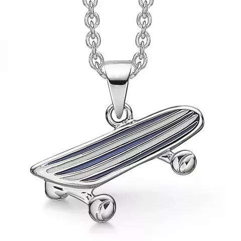 Skateboard ketting met hanger in zilver