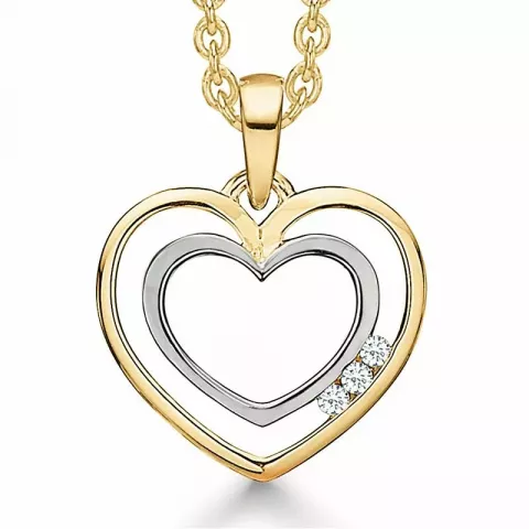 Støvring Design ketting met hanger in 14 karaat goud met vergulde zilveren ketting witte diamant