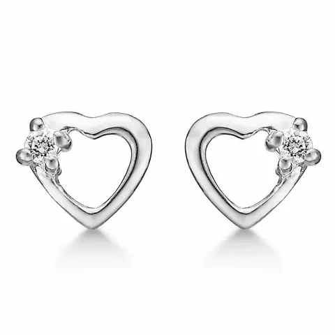 Støvring Design hart oorbellen in zilver witte zirkoon