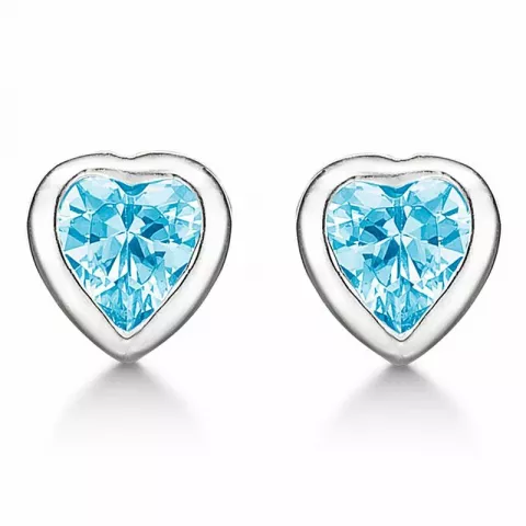 Støvring Design hart oorbellen in zilver lichtblauwe zirkoon