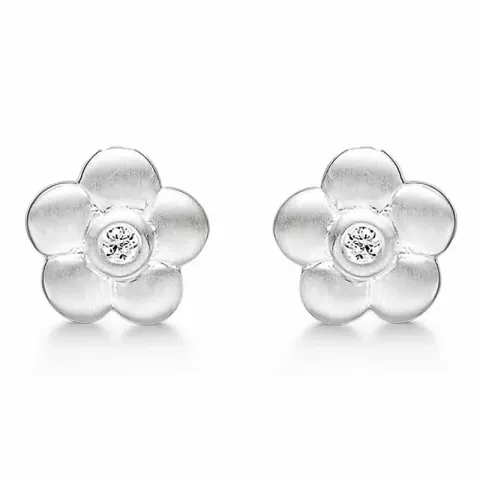 Støvring Design bloem oorbellen in zilver witte zirkoon