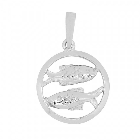 12 mm Siersbøl sterrenbeeld vissen hanger in gerodineerd zilver