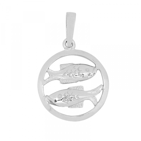 15 mm Siersbøl sterrenbeeld vissen hanger in gerodineerd zilver
