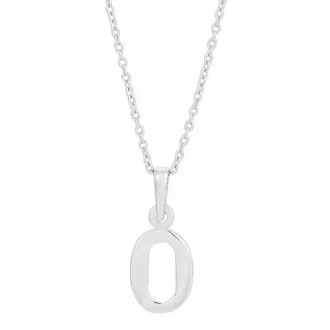 Siersbøl het getal 0 hanger met ketting in zilver
